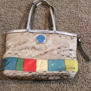 Authentic Coach Khaki Signature Multi Color Stripe